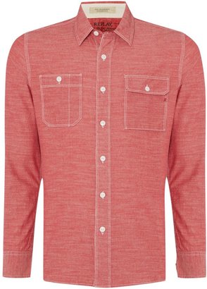 Replay Men's Long sleeved chambray worker shirt