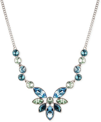 Givenchy Silver-Tone Blue and Green Crystal Frontal Necklace