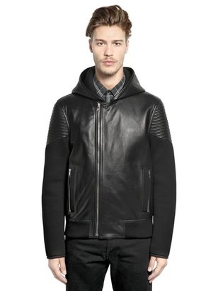 Givenchy Hooded Neoprene & Leather Bomber Jacket
