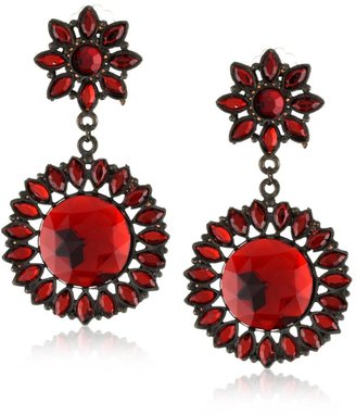 Chamak by Priya Kakkar Set Of Red Crystallized Antique Earrings