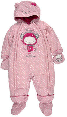 SOURIS MINI waterproof padded nylon jumpsuit, mittens and booties - light pink