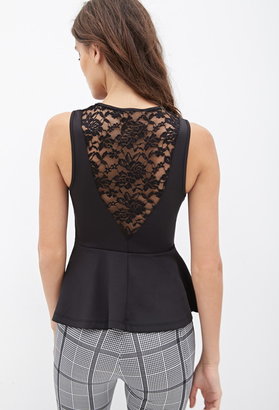 Forever 21 Lace Panel Peplum Top