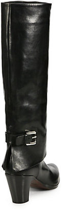 CNC Costume National Leather Knee-High Fold-Over Buckle Boots