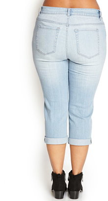 Forever 21 FOREVER 21+ plus size distressed cropped jeans