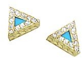 Jennifer Meyer Diamond Turquoise Inlay Triangle Studs - Yellow Gold