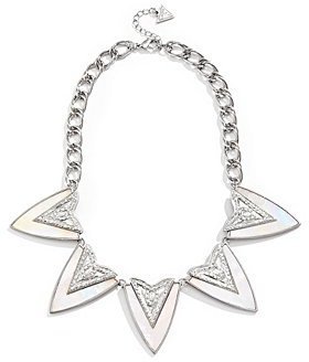 GUESS Silver-Tone Pearlescent Statement Necklace