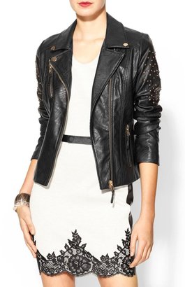 Juicy Couture Rhyme Los Angeles Vegan Leather Studded Arm Moto Jacket