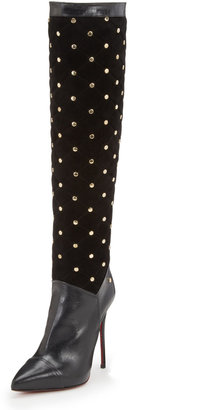 Cesare Paciotti Tall Combo Stud Pointed-Toe Boot