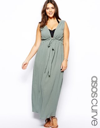 ASOS Curve CURVE Exclusive Beach Maxi Dress In Cheesecloth - Black