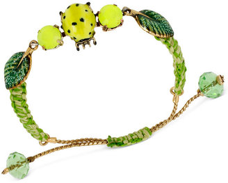 Betsey Johnson Gold-Tone Green Ladybug Friendship Bracelet