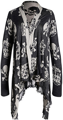 Choies Gray Skeleton With Tassel Long Sleeve Knit Cardigan