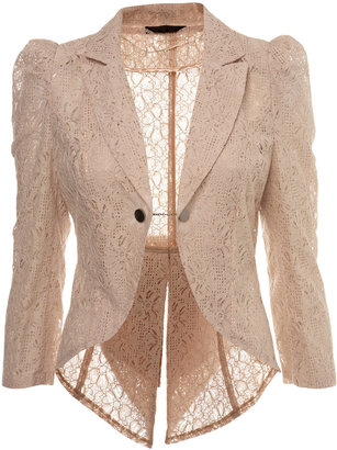 Miss Selfridge Nude lace tails jacket