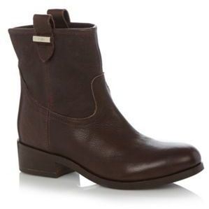 Faith Chocolate leather low heel ankle boots