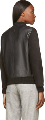 A.P.C. Black Leather & Suede Teddy Varsity Jacket