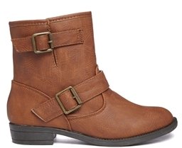 Timeless Peggy Strap Biker Ankle Boots - Tan