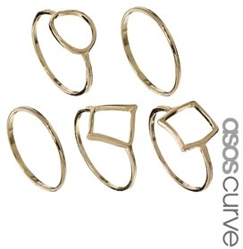 ASOS Curve CURVE Open Geometric Shapes Ring Pack - Gold