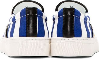 Mother of Pearl Blue & White Canvas Fruit Slip-On Shoes