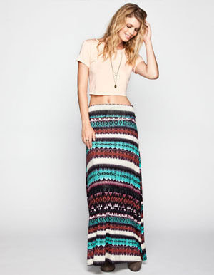 Full Tilt Linear Stripe Maxi Skirt