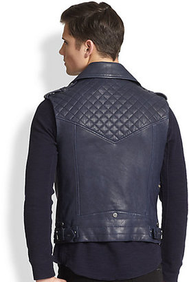 Richard Chai Andrew Marc x Jagger Asymmetrical Leather Vest