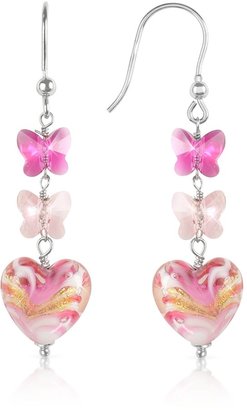 Glass Heart House of Murano  Mare - Pink Murano Drop Earrings