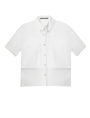 Christopher Kane Crystal-button sheer blouse