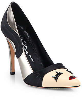 Alice + Olivia Stacey Wink Mirrored Leather Pumps