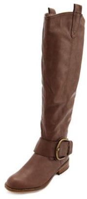 Charlotte Russe Large Buckle Knee-High Western Boot