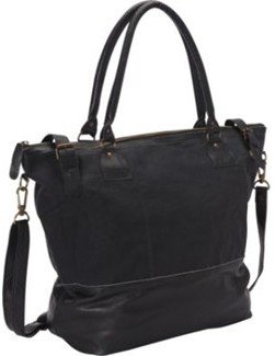 Sharo Leather Bags Large Leather Tote with Canvas