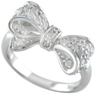 Sterling Silver Cubic-Zirconia Bow-Tie Ring - Size 7