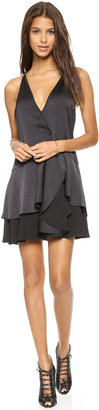 Halston Tiered Skirt Wrap Dress