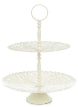 Thomas Laboratories At home with Ashley Cream metal two tier cake stand