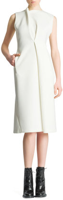 Jil Sander Sleeveless Asymmetric Drape Scuba Dress, Ivory