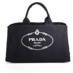 Prada Logo Printed Large Canvas Tote