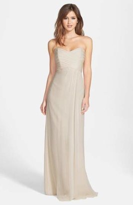 Nordstrom x Amsale Strapless Crinkle Chiffon Gown