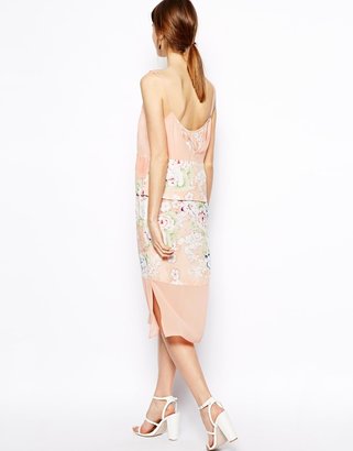 ASOS Slip Dress In Floral Layered Print
