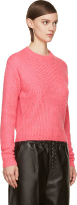 Alexander Wang T by Neon Pink Mohair Knit Crewneck Pullover