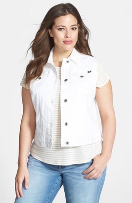 Lucky Brand 'Dixie' White Denim Vest (Plus Size)