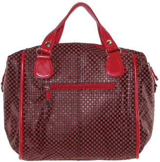 B-Collective by Buxton Embossed Checked Leather Satchel
