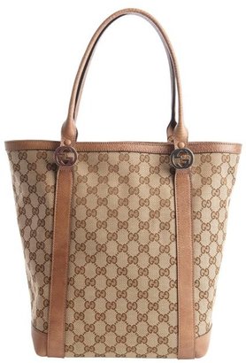Gucci camel and beige 'Miss GG' guccissima pattern printed tote