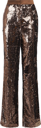 Halston Jett High-Rise Straight-Leg Sequin Trousers