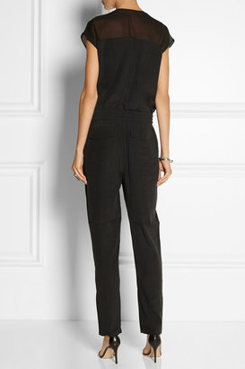Alexander Wang T by Georgette-paneled silk-charmeuse jumpsuit