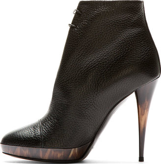 Burberry Black Leather Horn Heel Boots
