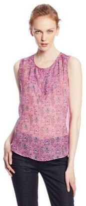 Juicy Couture Women's Printed Sleeveless Henley Blouse