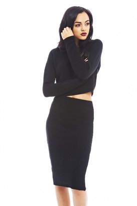 AX Paris Quilted Knitted Pencil  Skirt