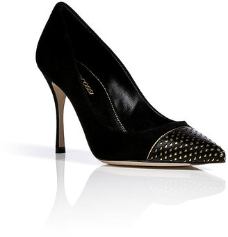 Sergio Rossi Suede Pumps with Embellished Toe