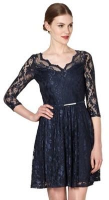 Julien Macdonald Diamond by Designer navy lace fit and flare dress
