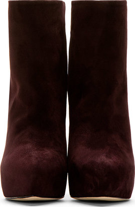 Brian Atwood Plum Suede Platform Gia Ankle Boots