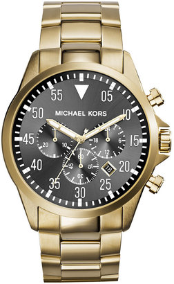Michael Kors Oversize Golden Stainless Steel Gage Chronograph Watch