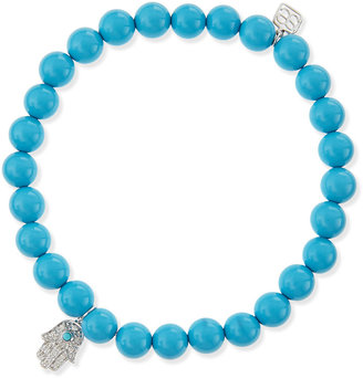 Sydney Evan Baby Hamsa Turquoise Bead Bracelet with Diamonds