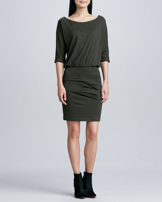 Nicole Miller Artelier 3/4-Sleeve Ponte Blouson Dress